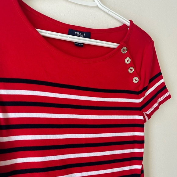 Short sleeve striped red buttons business casual size medium - Picture 5 of 9